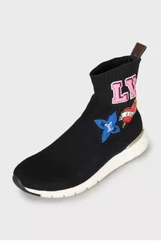 Textile sneakers with patches