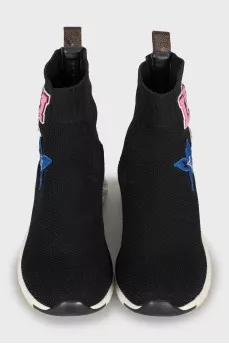 Textile sneakers with patches