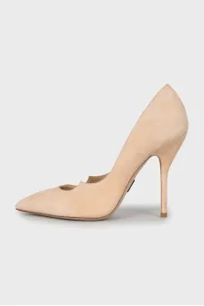 Suede shoes with a figured cutout