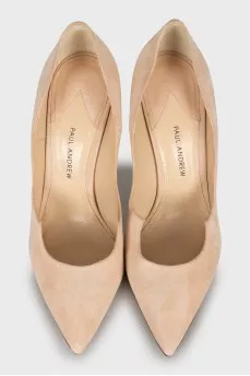 Suede shoes with a figured cutout
