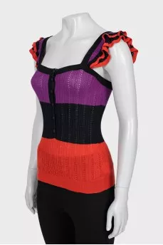 Cashmere top with frills