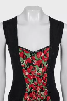 Button-down T-shirt with decorative insert