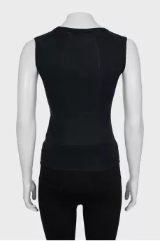Button-down T-shirt with decorative insert