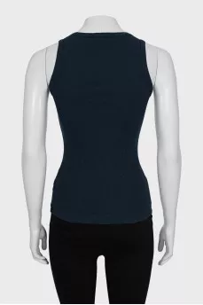 Ribbed tank top with patch pocket