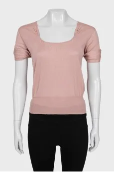 Pink wool and silk t-shirt