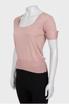 Pink wool and silk t-shirt