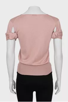 Pink wool and silk t-shirt