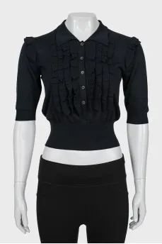 Cropped blouse with ruffles