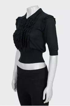Cropped blouse with ruffles