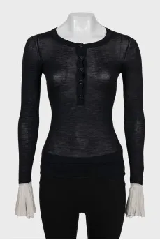 Silk and wool long sleeve shirt with buttons