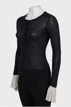 Silk and wool long sleeve shirt with buttons