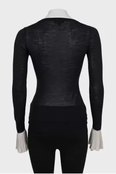 Silk and wool long sleeve shirt with buttons