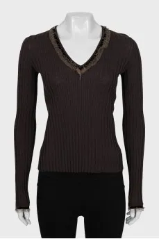 Wool long sleeve V-neck