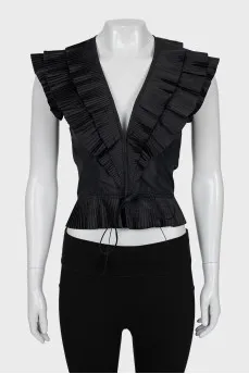Silk top with ruffles
