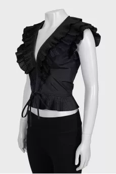 Silk top with ruffles