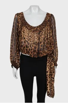 Animal print silk blouse