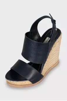 Blue leather sandals