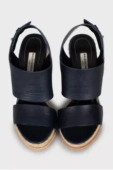 Blue leather sandals