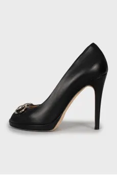 Black shoes with silver decor