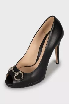 Black shoes with silver decor