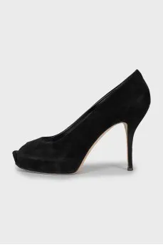 Suede open toe shoes