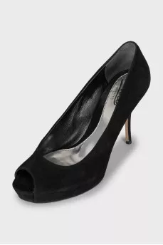 Suede open toe shoes