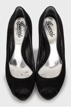 Suede open toe shoes