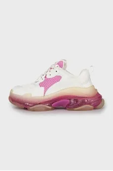 White and pink Triple S sneakers