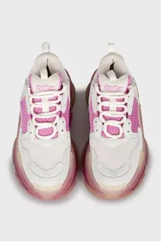 White and pink Triple S sneakers