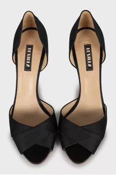 Open-toe stiletto heels in fabric