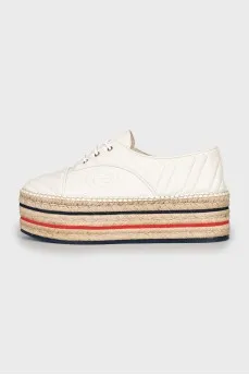 Leather platform espadrilles