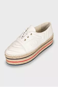Leather platform espadrilles