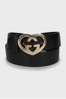 Belt with heart shaped buckle