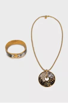 Set of pendant and bracelet with enamel