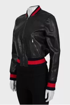 Leather jacket with rhinestones on the back
