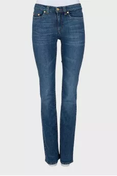 Dark blue mid-rise jeans
