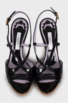 Black stiletto heeled sandals