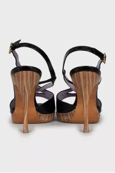 Black stiletto heeled sandals