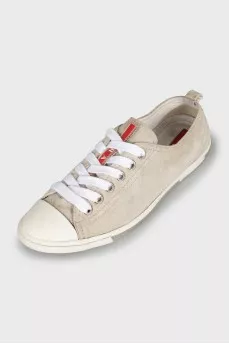 Grey leather sneakers