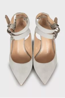 Grey suede heeled shoes