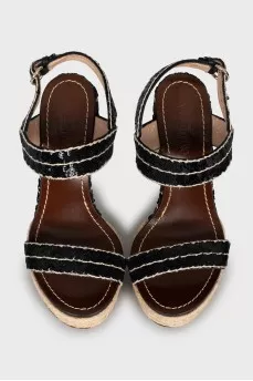 Wedge sandals with sequins