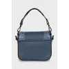 Leather blue bag with keychain