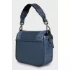 Leather blue bag with keychain