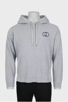 Mens Grey Monogram Hoodie