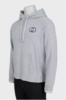 Mens Grey Monogram Hoodie