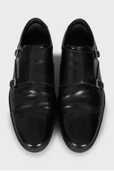 Men's black shoes with perforation