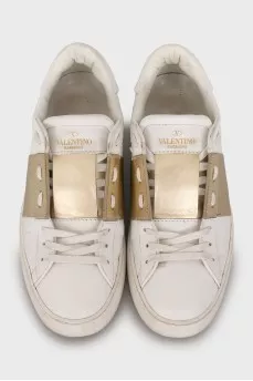 Leather sneakers with studs