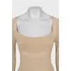 Fitted long sleeve top with square neckline