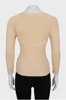 Fitted long sleeve top with square neckline