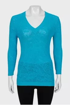 Knitted pullover in blue